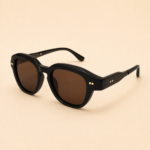 NeXova UK round fashion sunglasses in matt black with brown tinted lenses