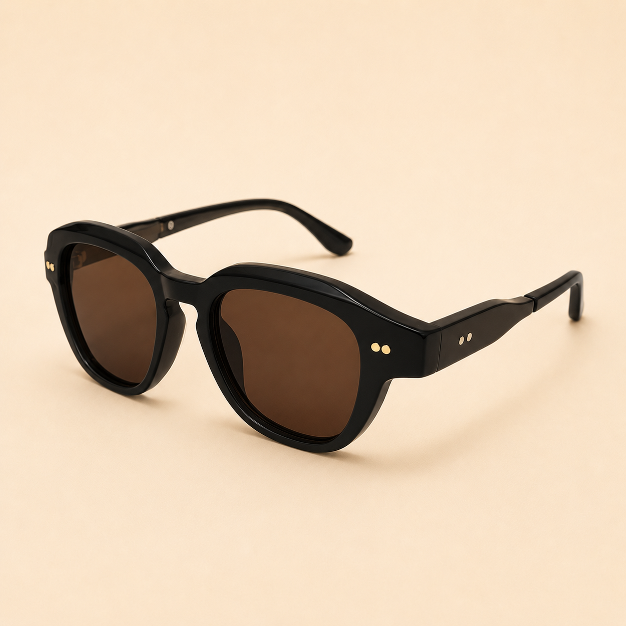 NeXova UK round fashion sunglasses in matt black with brown tinted lenses