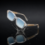 NeXova UK rectangular sunglasses in frosted clear with cool grey blue UV400 lenses
