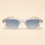 NeXova UK rectangular sunglasses in frosted clear with cool grey blue UV400 lenses