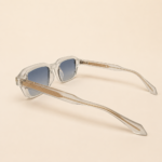 NeXova UK rectangular sunglasses in frosted clear with cool grey blue UV400 lenses