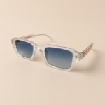NeXova UK rectangular sunglasses in frosted clear with cool grey blue UV400 lenses