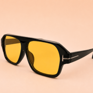 Bold square polarised sunglasses from NeXova UK with black frame, Amber Gold lens and Ice Blue lens options