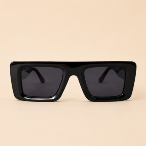 Oversized square unisex sunglasses from NeXova UK with glossy black frame and dark smoke lenses