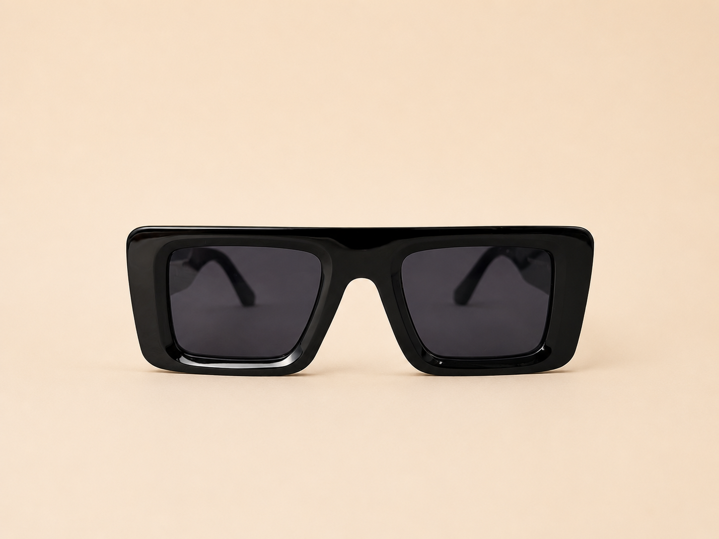 Oversized square unisex sunglasses from NeXova UK with glossy black frame and dark smoke lenses