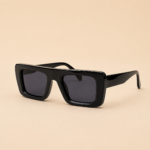 Oversized square unisex sunglasses from NeXova UK with glossy black frame and dark smoke lenses