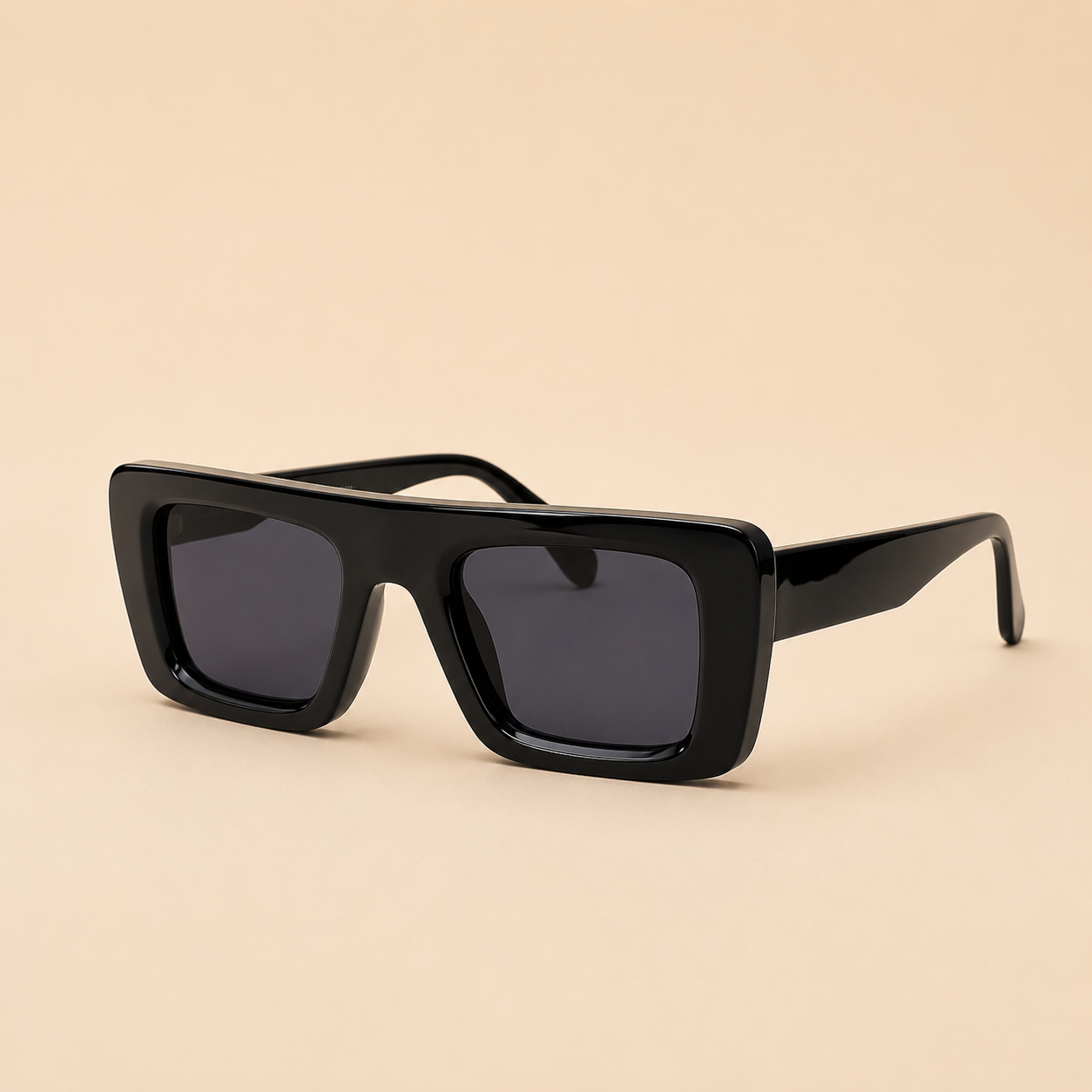 Oversized square unisex sunglasses from NeXova UK with glossy black frame and dark smoke lenses