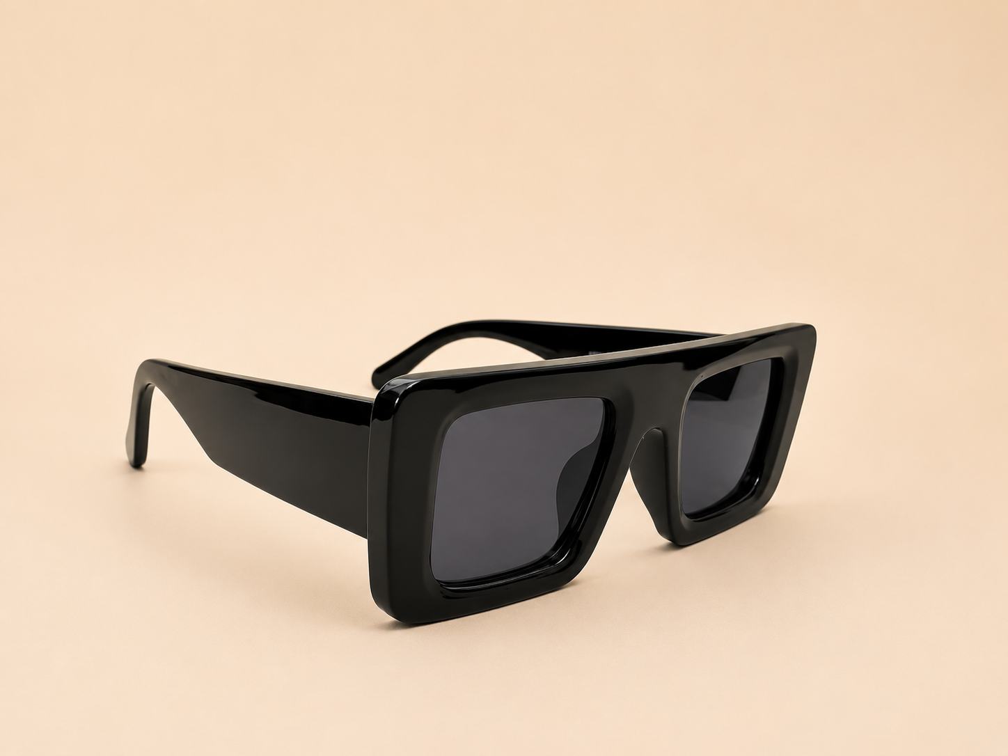 Oversized square unisex sunglasses from NeXova UK with glossy black frame and dark smoke lenses