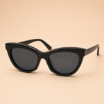 Cat eye sunglasses from NeXova UK with glossy black frame and dark smoke lenses
