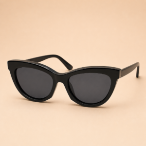 Cat eye sunglasses from NeXova UK with glossy black frame and dark smoke lenses