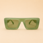 Oversized square unisex sunglasses from NeXova UK with mint green frame and green tinted lenses