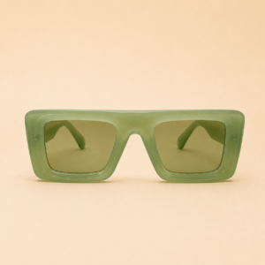 Oversized square unisex sunglasses from NeXova UK with mint green frame and green tinted lenses