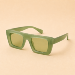 Oversized square unisex sunglasses from NeXova UK with mint green frame and green tinted lenses