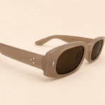 Rectangular unisex sunglasses from NeXova UK with taupe brown frame and brown tinted lenses