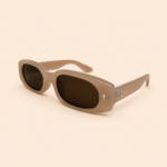 Rectangular unisex sunglasses from NeXova UK with taupe brown frame and brown tinted lenses