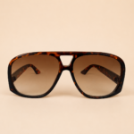 Oversized aviator unisex sunglasses from NeXova UK with tortoiseshell frame and brown gradient lenses