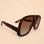 Oversized aviator unisex sunglasses from NeXova UK with tortoiseshell frame and brown gradient lenses