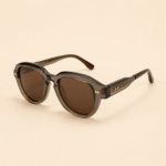 NeXova UK round fashion sunglasses in transparent grey with brown tinted lenses