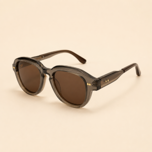 NeXova UK round fashion sunglasses in transparent grey with brown tinted lenses